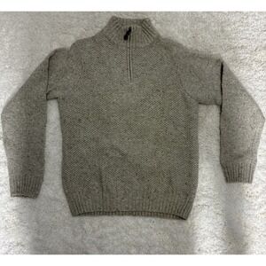 Luca Nobili Knitwear Sweater Mens M Silver Wool Blend 1/4 Zip Pullover Italy